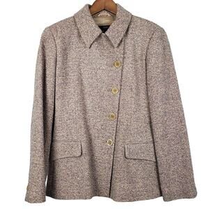 Zanella Tweed Blazer Suit Jacket Made in Italy Tan Taupe Sand Neutral - 6